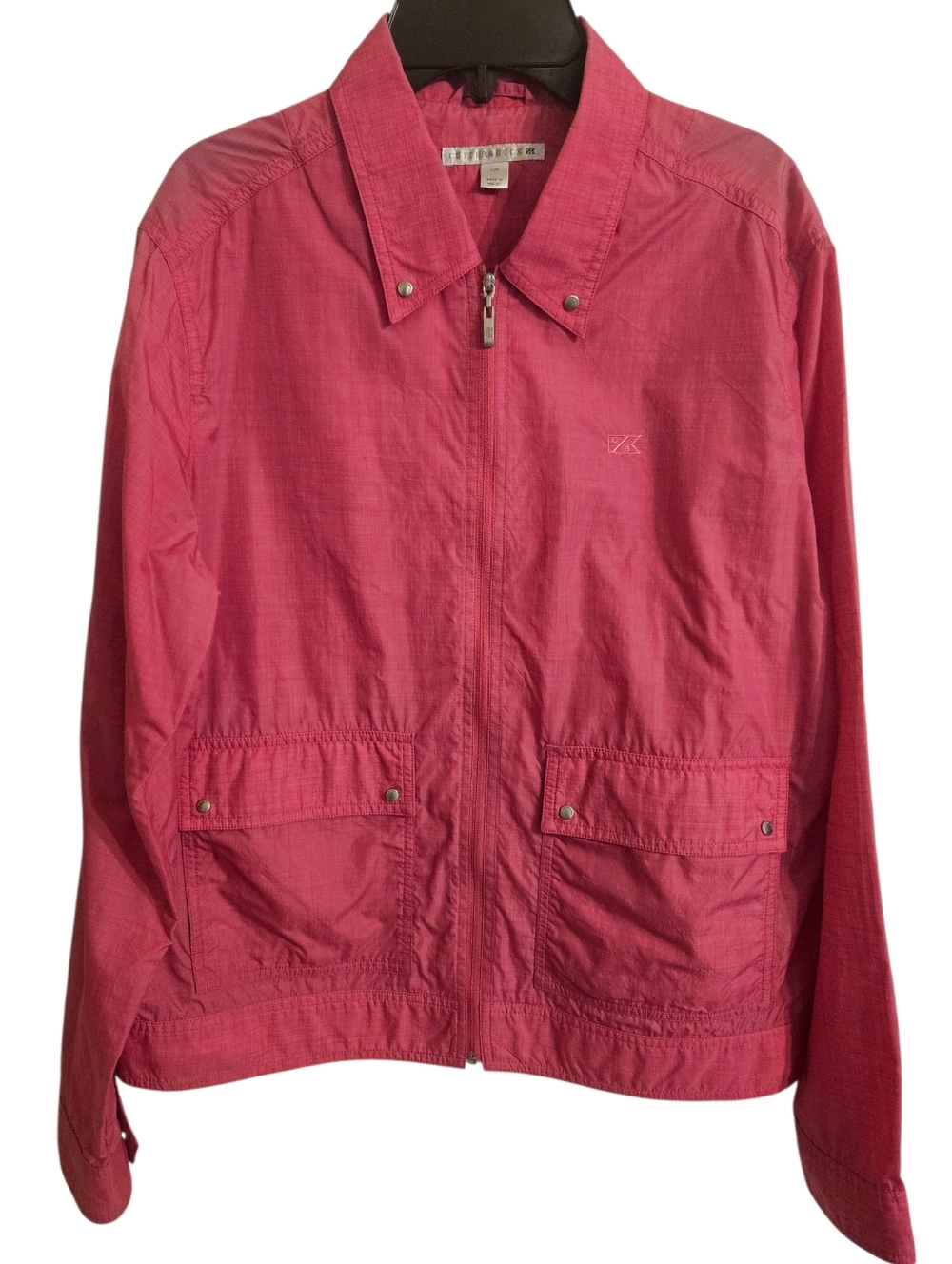 Cutter & Buck Pink Lightweight Zip-Front Utility Windbreaker Rain Jacket Sz L